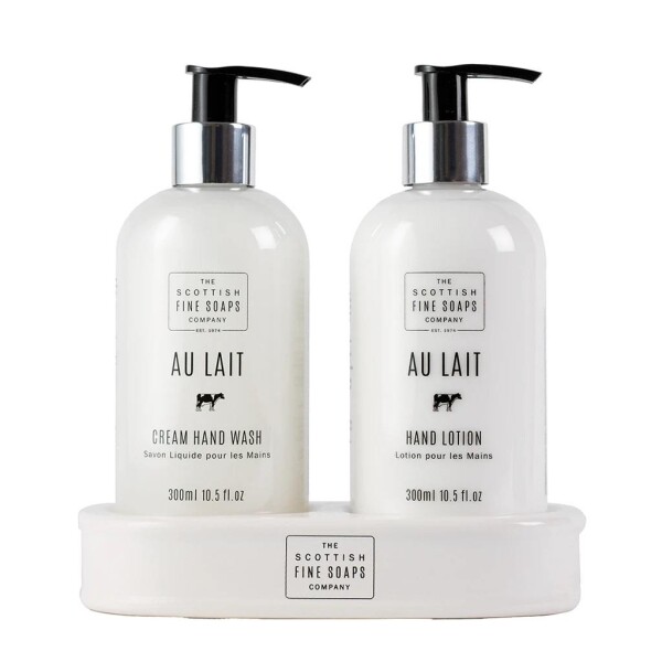 SCOTTISH FINE SOAPS Dárkové balení kosmetiky na ruce AU LAIT, bílá barva, porcelán