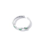 Stříbrný prsten Zelená větvička, stříbro 925/1000, nastavitelná Stříbrná