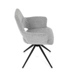 Židle jídelní, šedá látka, 360° vratný mechanismus, černý kov