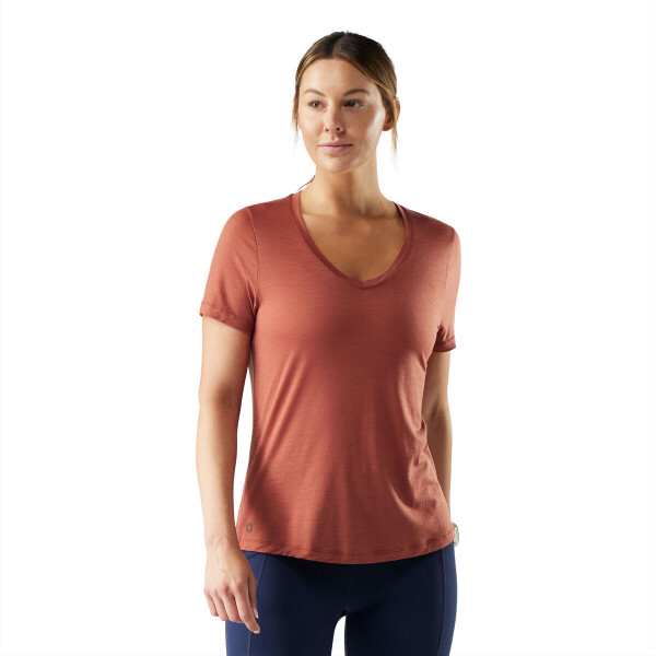 SMARTWOOL Wmns Active Ultralite V-Neck Short Sl, Burnt Sienna (vzorek) velikost: M