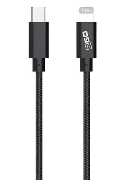 2GO 797162 antracitová / Datový kabel / Lightning - USB-C / 1 m / MFi certifikace / nylonový (797162)