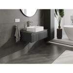 MEXEN/S - Rivel koupelnová skříňka pod umyvadlo 80, 1 šuplík, reliéf , grafit mat 91A20-08023-1-BF66