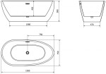 MEXEN/S - Eos volně stojící vana 150 x 75, bílá, sifon a přepad zlatá kartáčovaná 52471507500-55