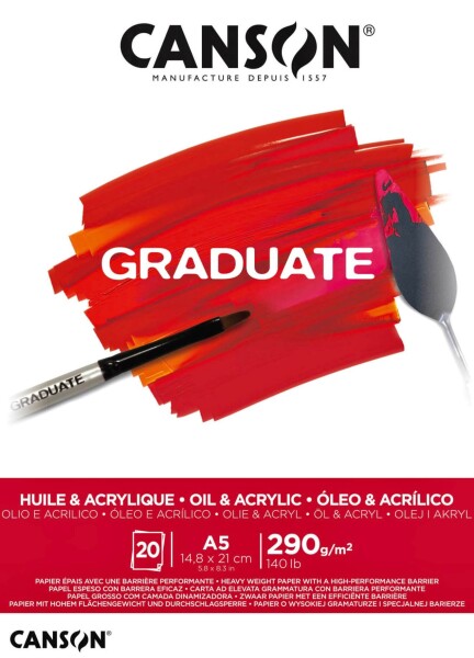 Canson Papír na akryl a olej Graduate Oil & Acrylic blok A5 290g, 20 listů