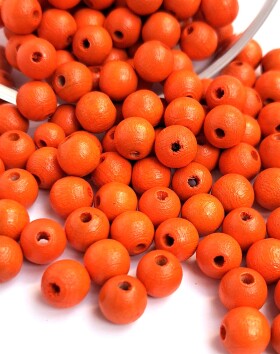 Dřevěné korálky Detoa - oranžové - ∅ 8 mm - 10 ks