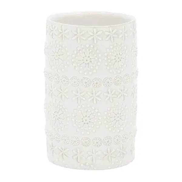 Spirella RELIEF kelímek na kartáčky bílý / porcelán (7610583199232)