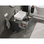 MEXEN/S - Orio koupelnová skříňka pod umyvadlo 100 cm s deskou, 2 zásuvky, grafit mat 91A10-10047-2-BFFC66
