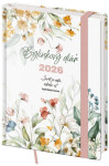 Týdenní diář 2026 Helma B6 - Bylinkový Flowers s gumičkou