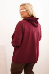 Dámská mikina Plus Size bavlněná oversize s dlouhým rukávem bordová UNI