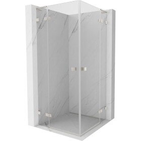 MEXEN/S - Lunar L Duo sprchový kout dveře křídlové 85 x 85, transparent, nikl kartáčovaný 834L-085L-085P-97-00