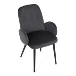 Židle jidelní, šedá látka, černá kovová noha