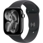 Apple Watch Series 11 GPS+Cellular 46mm Klavírně černé hliníkové tělo - Černý sportovní řemínek M/L / 160–210 mm (MFC44MP/A)
