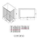 CERANO - Sprchový kout Lantono L/P - 8 mm - Soft-Close - černá matná, grafitové sklo - 140x90x195 - posuvný CER-8050BD7529