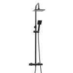 Erga Flova, sprchová souprava s termostatickou baterií a dešťovou hlavicí 20x20cm, černá matná, ERG-YKA-BP.FLOVA THERM 20 BLK