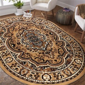 DumDekorace Oválný vintage koberec hnědé barvy Šířka: 80 cm | Délka: 150 cm