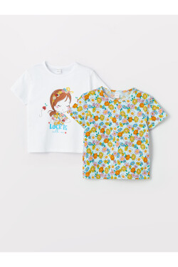 LC Waikiki Crew Neck Printed T-Shirt for Baby Girl 2-pack
