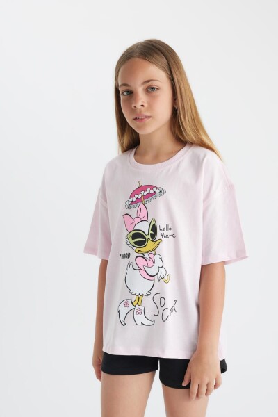 DEFACTO Girls Disney Mickey Mouse &friends Oversize Fit Crew Neck Short Sleeve T-Shirt