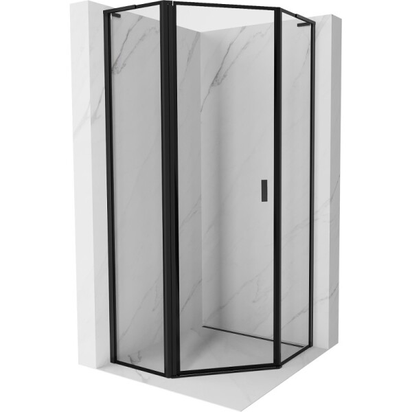 MEXEN/S - Mist L sprchový kout pětiboký křídlový levá 80 x 80, černá okraj, černá 8A8L-080-080-70-70-L