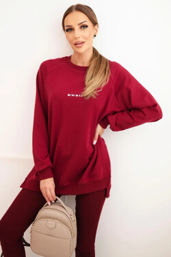 Dámská souprava bavlněná mikina a legíny s nápisem Minimal bordový UNI