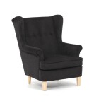 Křeslo ušák, černá látka, AK-388 BK2