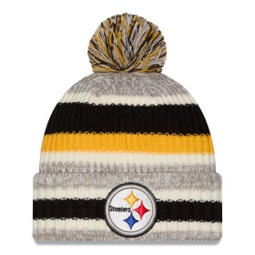 New Era Dětská zimní čepice Pittsburgh Steelers NFL Stripe Cuffed Knit Hat with Pom