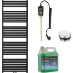 CERANO Koupelnový elektrický radiátorový set Vincenzo - 900W - černá matná - 1690x600 mm