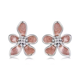 Stříbrné květinové náušnice Helen - stříbro 925/1000, Hnědá