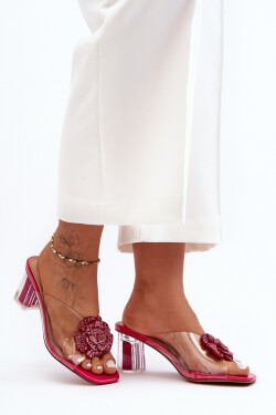 Transparentní sandály na sloupku s ozdobou fuchsie SBarski MR1037-20 39