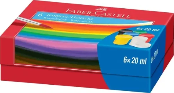 Faber-Castell Temperové barvy 6x20 ml / Temperové barvy / Vysoce pigmentované / Vodou ředitelné (0144/1210400)