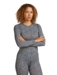 Dámské merino tričko s dlouhým rukávem ICEBREAKER Wmns 200 Oasis LS Crewe Flock AOP, Midnight Navy/Snow/Aop velikost: S