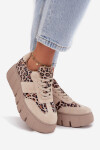 Semišové zateplené dámské tenisky na masivní platformě Vinceza 66841 Leopardo béžové 36