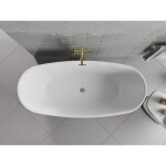 MEXEN/S - Luvo Slim volně stojící vana 170 x 75, bílá, sifon a přepad zlatá 52801707500-50