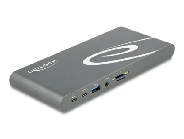 Delock Dokovací stanice USB Type-C DP 1.4 šedá / trojí displej 4K - HDMI/DisplayPort/USB/LAN/SD/PD 3.0 (87772)