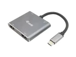 Equip USB-C MST hub stříbrná / USB-C adaptér / 2x HDMI 4K/30Hz / PD 100W / USB-A 3.2 / kabel 0,15 m (133484)