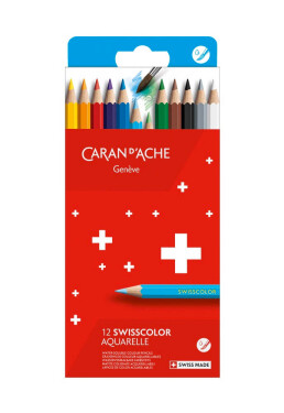 Caran D'ache Swisscolor akvarelové pastelky 12 barev, kartonová