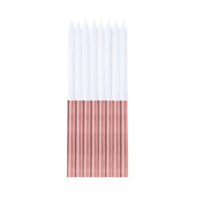Svíčky dortové bílo-rose gold 16 ks - Albi