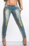 Sexy KouCla skinny-jeans s řetízky denimblue 38