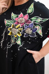 Dámská tunika Plus Size s květinovým vzorem a ozdobnými perličkami fuchsiová UNI