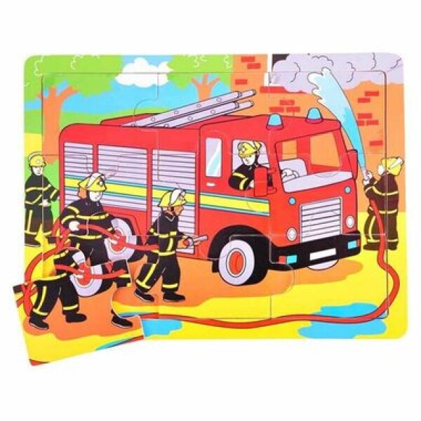 Bigjigs Toys Dřevěné puzzle hasiči dílků)