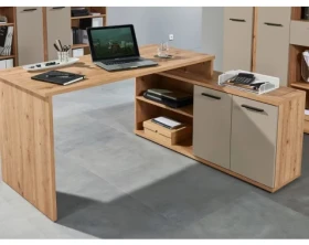 Rohový psací stůl Kanada, dub artisan/kašmírová béžová mat