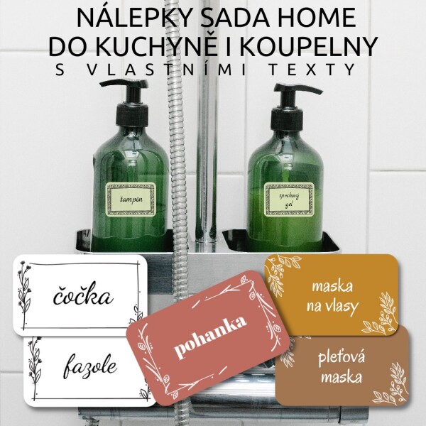 Sada nálepek HOME 40x24mm, samolepky na kořenky, sešity, nálepky do domácnosti