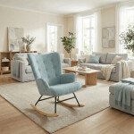 Houpací křeslo, modrá, látka, AK-373 BLUE2