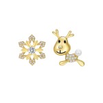 Vánoční stříbrné náušnice Sněhová vločka, Zlatá