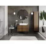 MEXEN/S - Rivel koupelnová skříňka pod umyvadlo 90 cm s deskou, 2 zásuvky, reliéf , ořech 91A20-09047-2-BFFC86