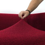 Super strečové potahy NIAGARA bordó trojkřeslo s dřevěnými rukojeťmi (š. 160 - 200 cm)