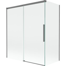 MEXEN/S - Rox vanová zástěna 2-křídlová posuvná 140 + 70 x 150, transparent, grafit metal 8C9-140-070-95-00