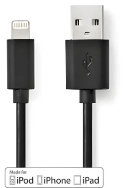 Nedis 1 m černá / Datový kabel / USB-A (M) - Lightning (M) / USB 2.0 / 480 Mbps (CCGW39300BK10)