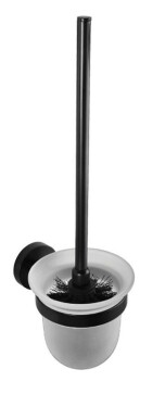 SAPHO - X-ROUND BLACK WC štětka závěsná, mléčné sklo, černá mat XR303B