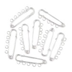 Kovová zavírací jehla s 5 očky pro výrobu brože – 50 x 17 mm - stříbrná - 1 ks