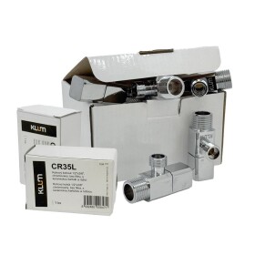 MEREO - Klum Kohout rohový čtvercový, s keramickou kartuší, bez filtru, pochr. mosaz, 1/2"x3/8" - 20ks CR35LAKCE